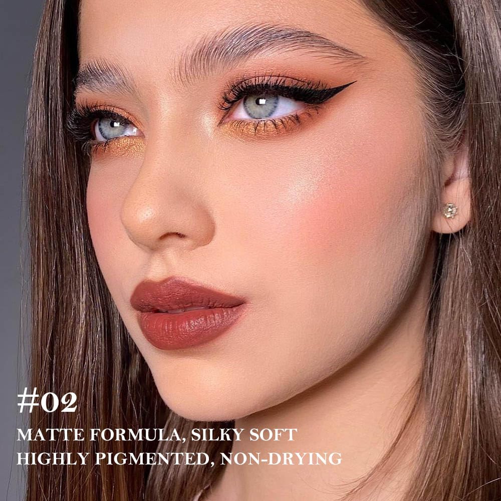 Rose Brown Lip Liner,LongLasting Matte Lipstick,Cone Tip LipLiner Pencil