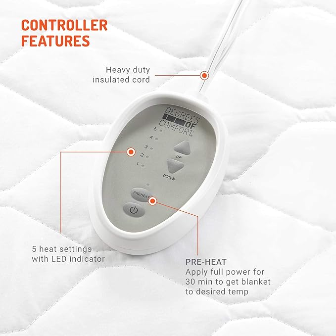 Degrees of Comfort Heated Mattress Pad, Full Electric Bed Warmer