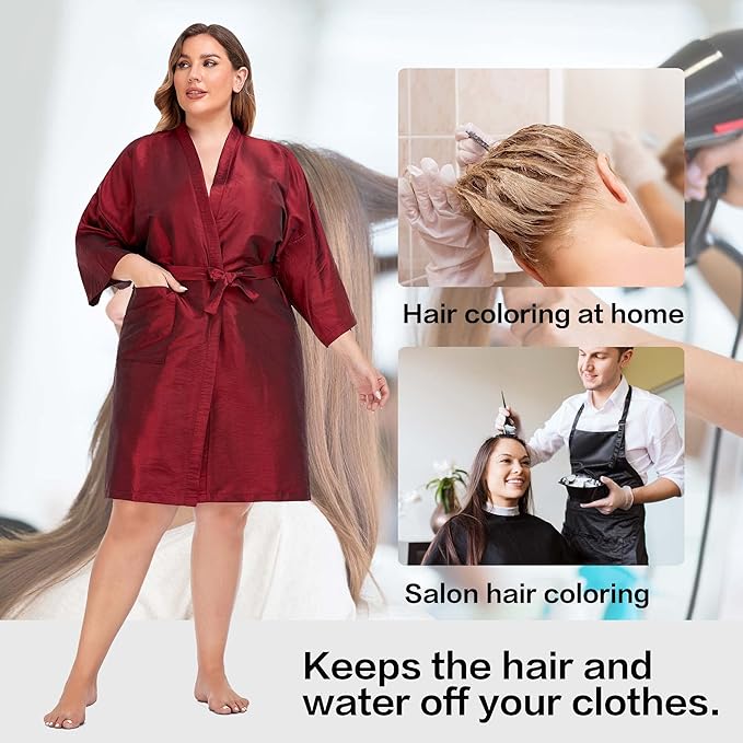 PERFEHAIR Salon Client Gown Robes Cape, Hair Salon Smock for Clients- Kimono Style (Red)