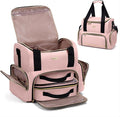 BAFAMYE Large Makeup Cosmetic Bag with 2 Removable Case, Double Layer Travel Makeup Organizer Case, travel Toiletry Bag For Women, Pink