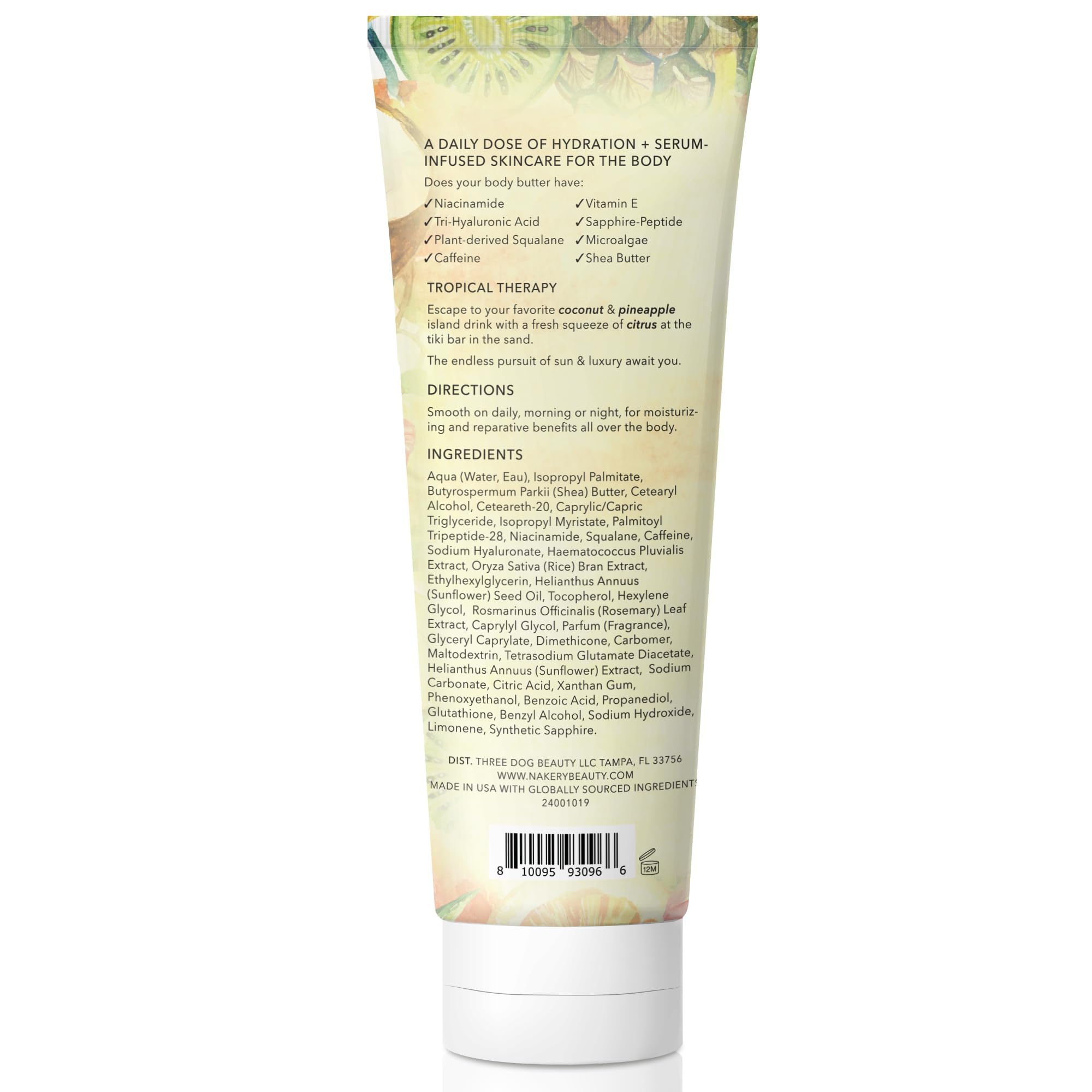 NAKERY Body Butter Anti Aging Moisturizer - Body Cream Skin Tightening Cream & Neck Firming Cream, Moisturizing Cream & Neck Tightening Cream for Body & Face Cream for Dry Skin 300ml(Tropical Therapy)
