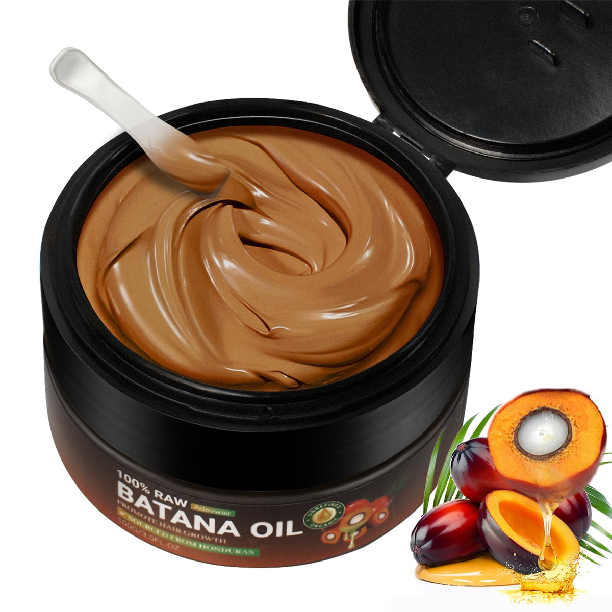 Adevwair Batana Oil for Hair Growth, Dr Sebi 100% Pure Organic Natural Ingredients from Honduras Reduces Hair Loss, Restores Dry Damaged Hair for Women Men