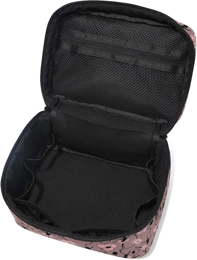 MNSRUU Makeup Bag, Poppy Flower Dancing Girl Travel Makeup Organizer Bag Cosmetic Cases Toiletry Bags for Girl Women Ladies