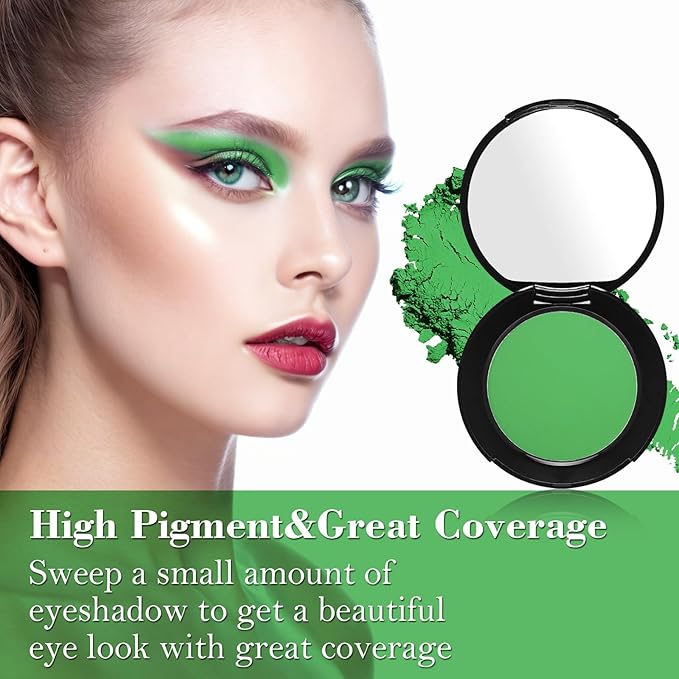 MEICOLY Light Green Eyeshadow with Mirror, Shamrock Forest Green Eye Shadow for St Patricks Day, Matte Eye Shadow Palette for Wicked Witch Elphaba Makeup, High Pigmented & Waterproof