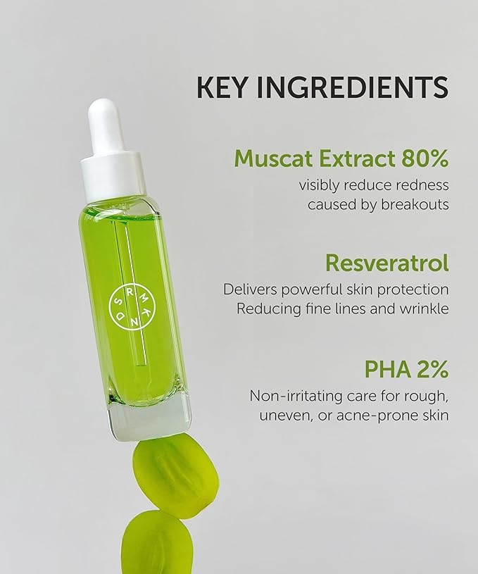 SERUMKIND Muscat Clearing Drop Serum, Blemish, Breakout & Pore Care with Shine Muscat & PHA, Gentle Exfoliation & Brightening, Korean Skincare (1.01 fl oz / 30 ml)
