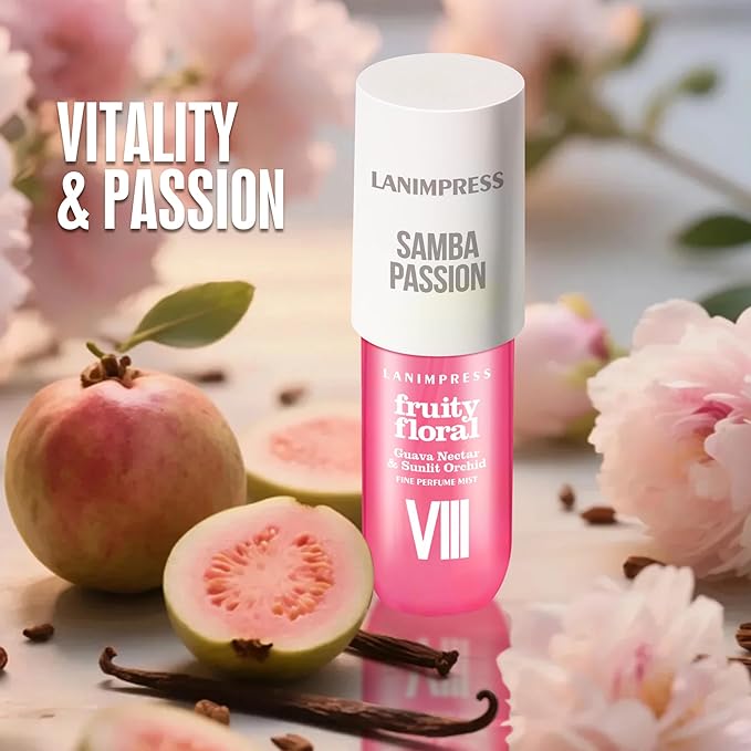 LANIMPRESS 3 FL OZ Hair Mist and Body Spray, Eau De Parfum for Women,Travel Size Fragrance,Fruity Floral Perfume No.8,Vibrant Fresh Scent– With Notes of Guava Nectar, Orchid, Vanilla