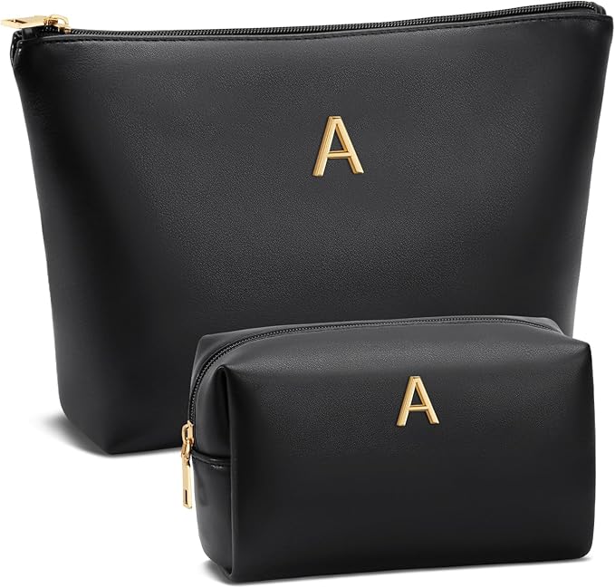 CLOUDWINGS Gifts for Women Girls Personalized Initial Travel Makeup Bag