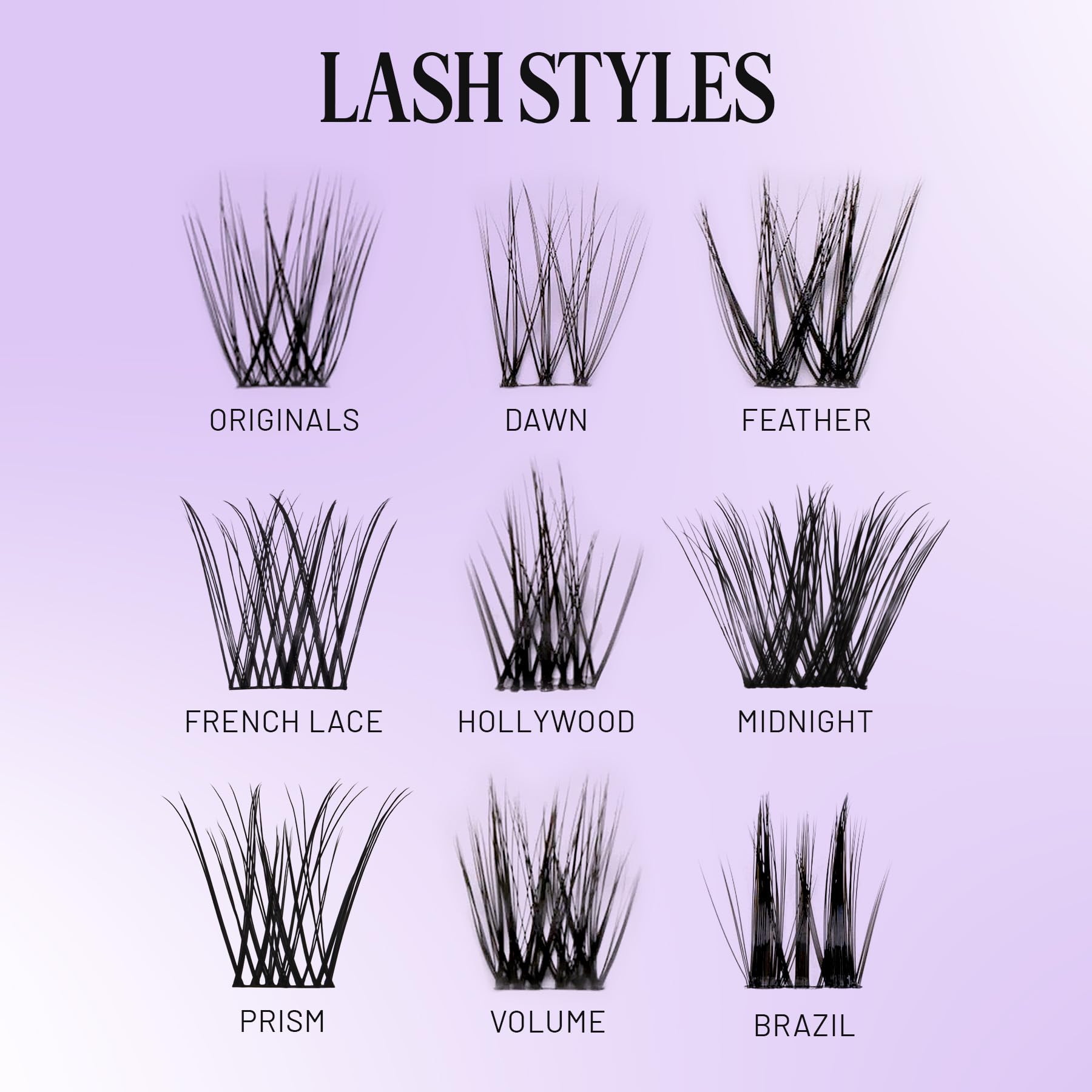 Lilac St Volume Lash Clusters for DIY Lash Extensions, Prism, 10mm