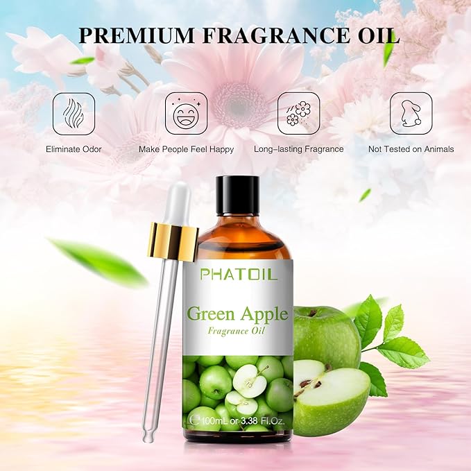 PHATOIL Green Apple Fragrance Oil for Diffuser Aromatherapy 3.38FL.OZ