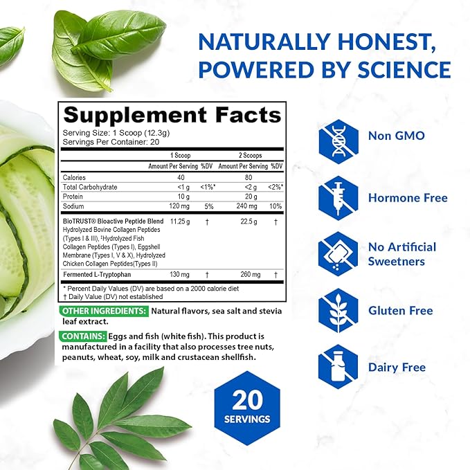 Multi Collagen Peptides Powder - Hydrolyzed Types I II III V X Vanilla