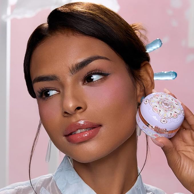 Flower Knows Butterfly Cloud Collar Rouge Box Highlighting & Blush Duo Powder,Purple+Berry Two Tone Matte Blush for Cheeks Bulidable & Blendable,0.21 Oz(04 Fluttering Romance)