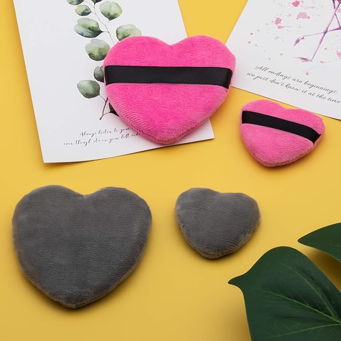 OIIKI 4PCS Makeup Puffs, Cotton Powder Puff (2PCS Gray+2PCS Rose)