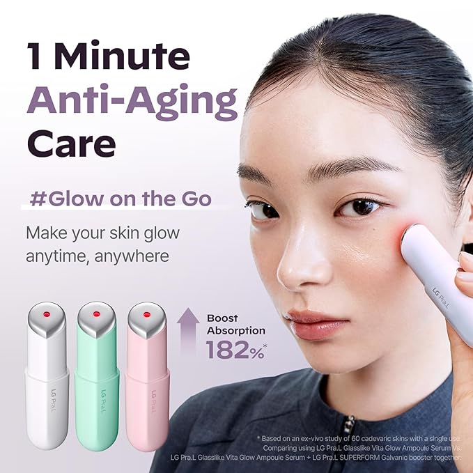 LG Pra.L Superform Galvanic Booster Aqua Mint, 1min booster for ageless skin, anti-aging pocket booster, Korean skincare, Glow on the go, Serum booster device, Glass skin, Glow Booster, Gift