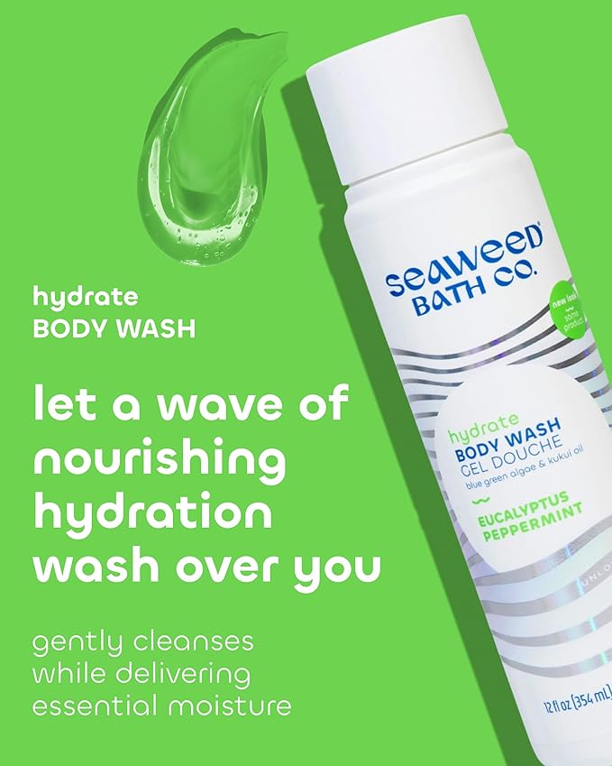 Seaweed Bath Co. Hydrate Body Wash, Eucalyptus Peppermint, 12 oz