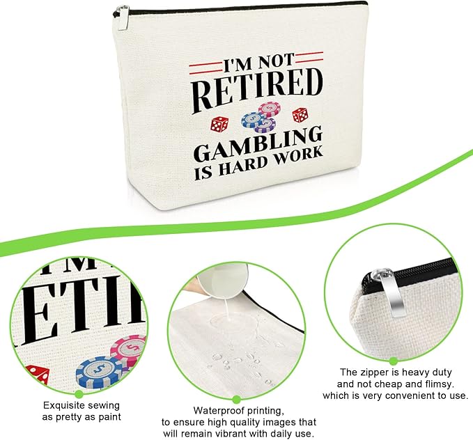 Gevody Gambler Gifts for Women Casino Makeup Bag Casino Lover Gifts Gambler Lover Gift Retirement Gambling Gift Cosmetic Bag for Slot Machine Birthday Christmas Thank You Present Travel Pouch