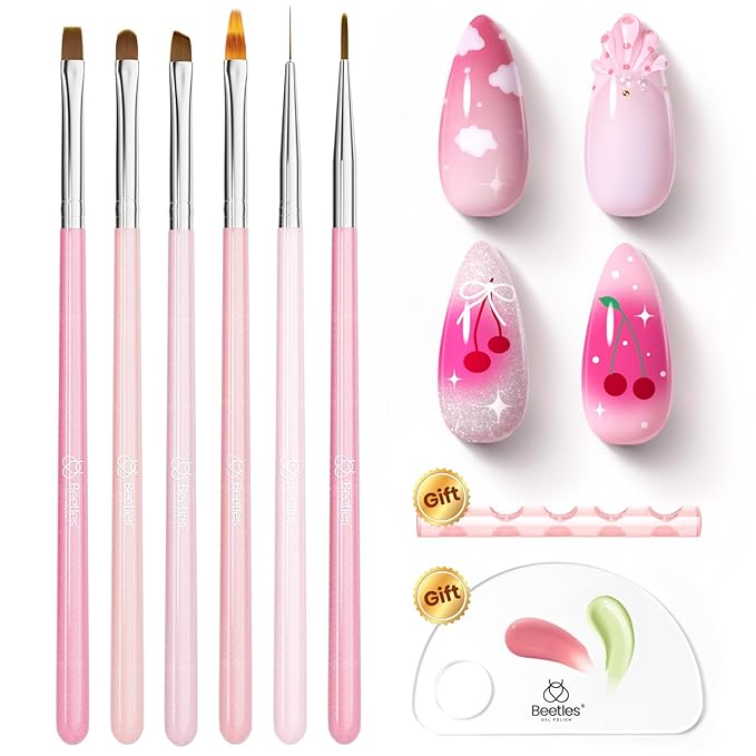Beetles Nail Art Brushes, 6 Pcs Fingernail Art Design Pens