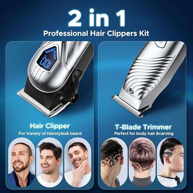 Hair Clippers for Men, Low Noise Professional Beard Trimmer Barber Clippers