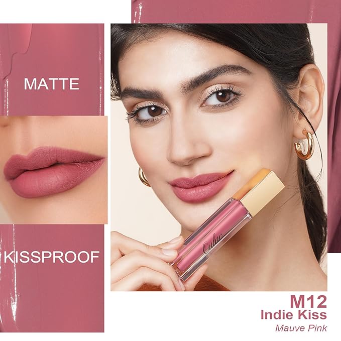 Oulac Pink Nude Lipstick Matte for Women, Long Lasting Liquid Lipstick, Waterproof Lip Stain, Transferproof, Creamy High Pigmented, Vegan & Cruelty-Free Lip Color M12