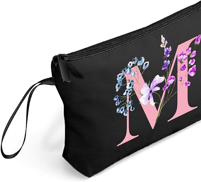 A-Z Personalized Makeup Bag with Mirror, Friendship Gifts for Women, M