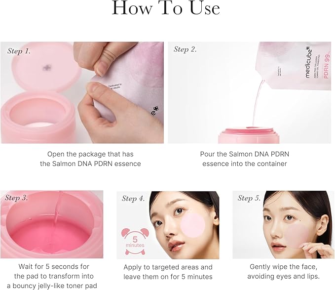 medicube Toner Pads Salmon DNA PDRN Pink Collagen Jelly Pad | Korean Gel Toner Pad | Niacinamide, Madecassoside, Retinol | Soothing, Radiance, Uneven Skin Tone | Korean Skin Care | 70 Pads (1 Pack)