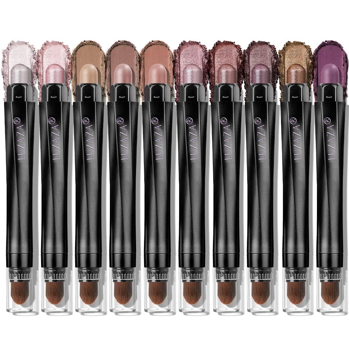 LUXAZA PRO Plum Eyeshadow Stick Makeup Set 10PCS, Neutral Shimmer And Matte Cream Eye Shadow Palette, Metallic Bronze Smoky Eyeliner Brightener Crayon Pencil Kit, Ideal Gift for Women -Cocoa Crush