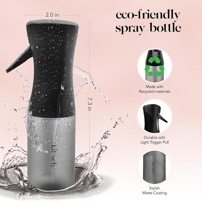 Kitsch Continuous Spray Bottle for Hair – Black, 150ml