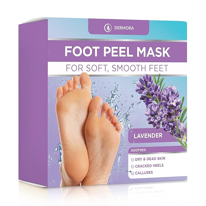 DERMORA Foot Peel Mask, Exfoliating Foot Peeling Mask, 2 Pairs, Lavender