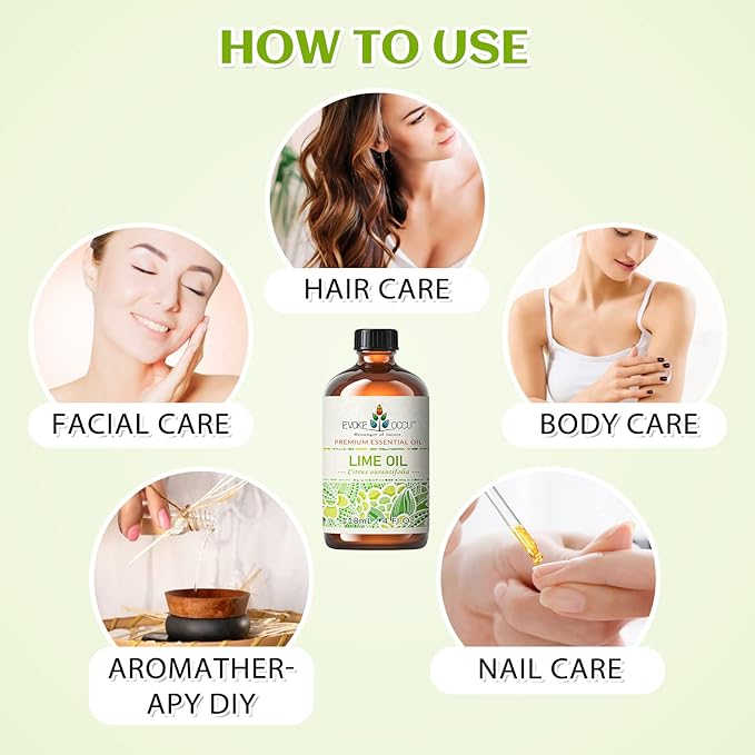 EVOKE OCCU Lime Essential Oil for Diffuser, Aromatherapy, Candles Making