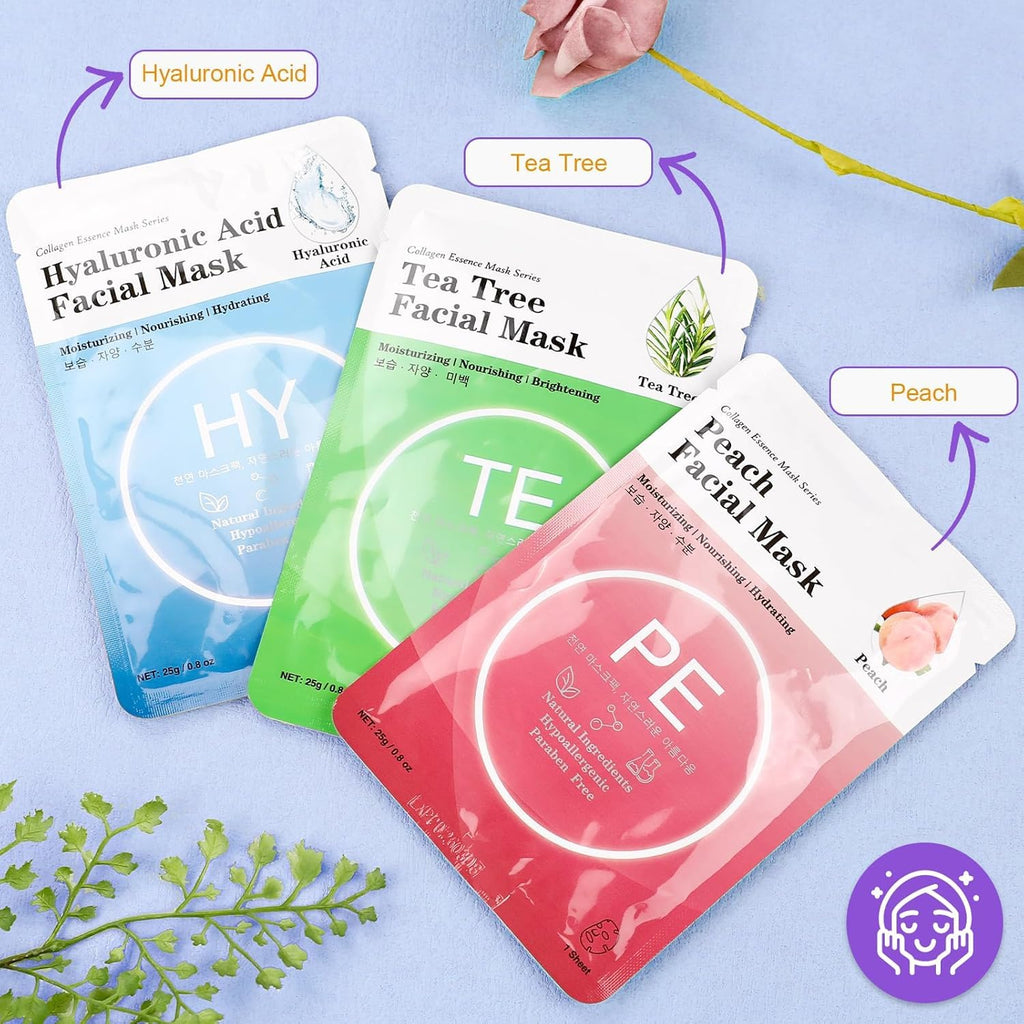 VESPRO 144 Pack Bulk Sheet Face Masks Skincare, Facial Masks for Most Skin Types, Moisturizing & Hydrating, Spa Party Gifts and Birthday Gifts for Women