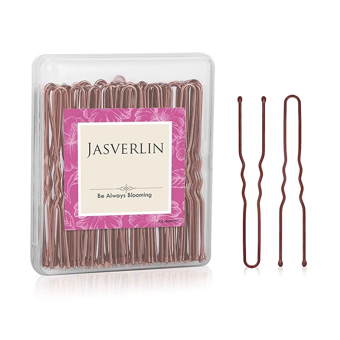 JASVERLIN U Shaped Bobby Pins Hair Brown, 2.4 In Bun Hair Pins 100 Pcs