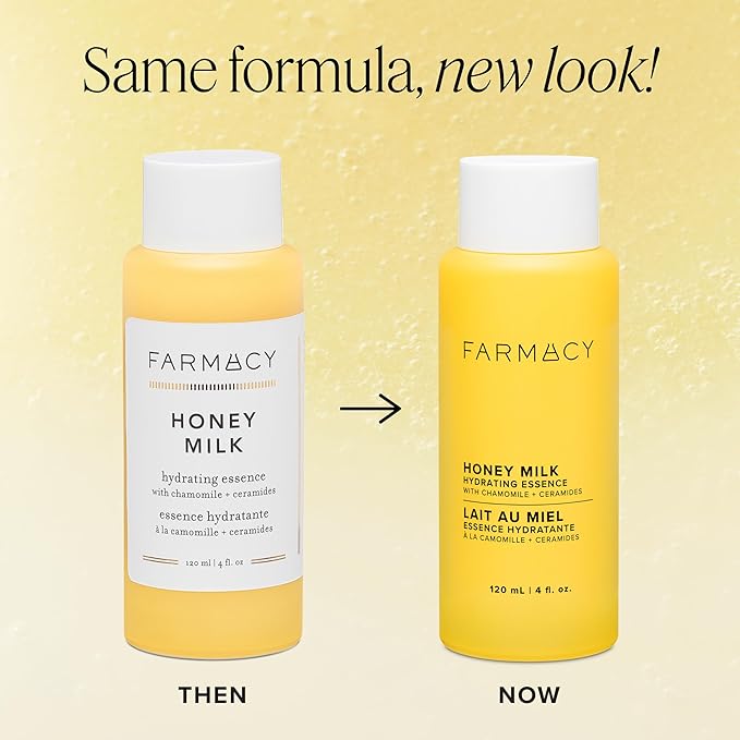 Farmacy Honey Milk Face Essence - Hydrating Milky Toner with Honey, Ceramides, Chamomile + Aloe - Helps Strengthen Skin Barrier + Replenish Moisture - Soothing + Calming Skincare (50ml)