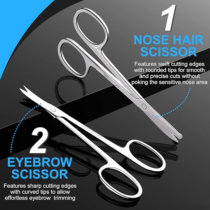 Ptiysta Safety Tip Grooming Scissors, Curved & Rounded, 2 Pack