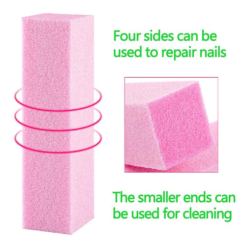 20pcs Nail Buffer Blocks 4Sides,120Grit Pedicure Manicure Buffer Kits Pink