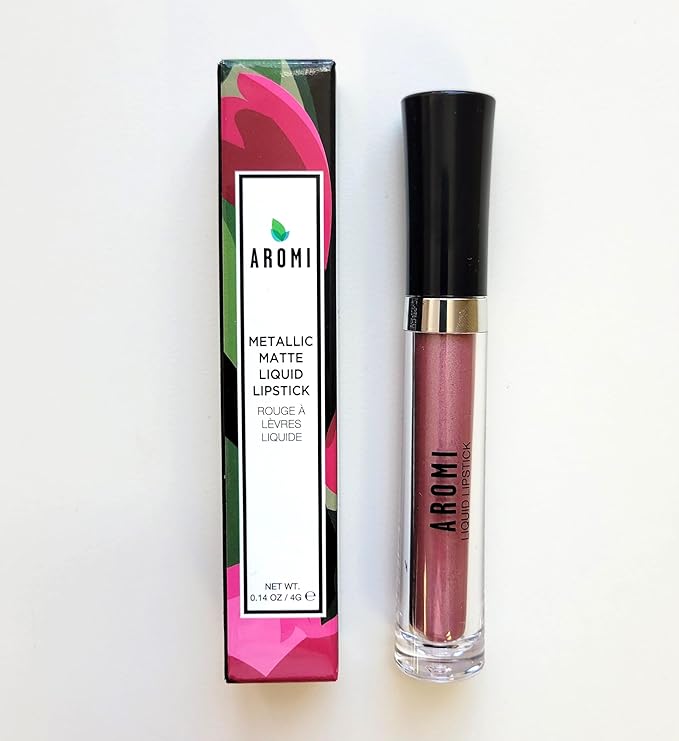 Aromi Chestnut Rose Metallic Liquid Lipstick, Shimmery (Alpine Bloom)