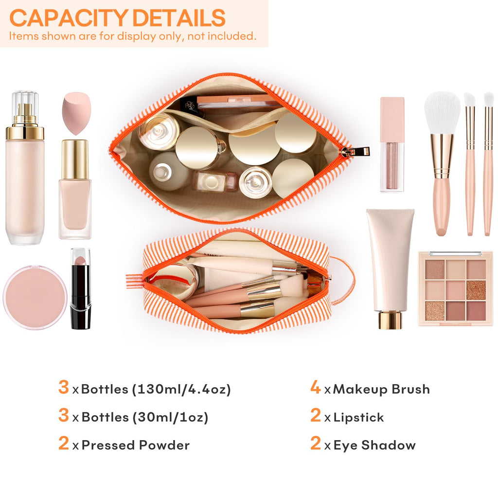 mibasies 2 PCS Initial Makeup Bags for Women: Cosmetic Bag for Travel Toiletry - Personalized Cute Makeup Pouch - Gifts for Grilfriend Wife Moms Bridesmaid - Retirement Travel Gifts - Orange E