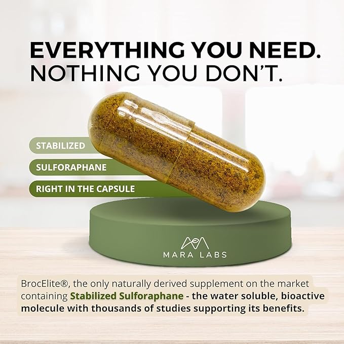 Mara Labs BrocElite Plus | Stabilized Broccoli Sulforaphane Supplement | Glyphosate Residue Free Certified – Third-Party Tested | 30 Vegan Capsules
