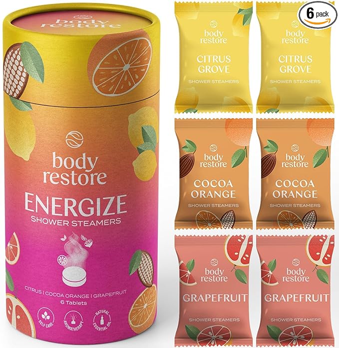 BodyRestore Shower Steamers Aromatherapy, Gifts for Men, Energize 6 Pack