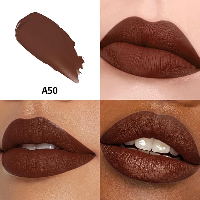 HANLADY Dark Brown Lipstick Long Lasting Lipsticks for Women Smudgeproof