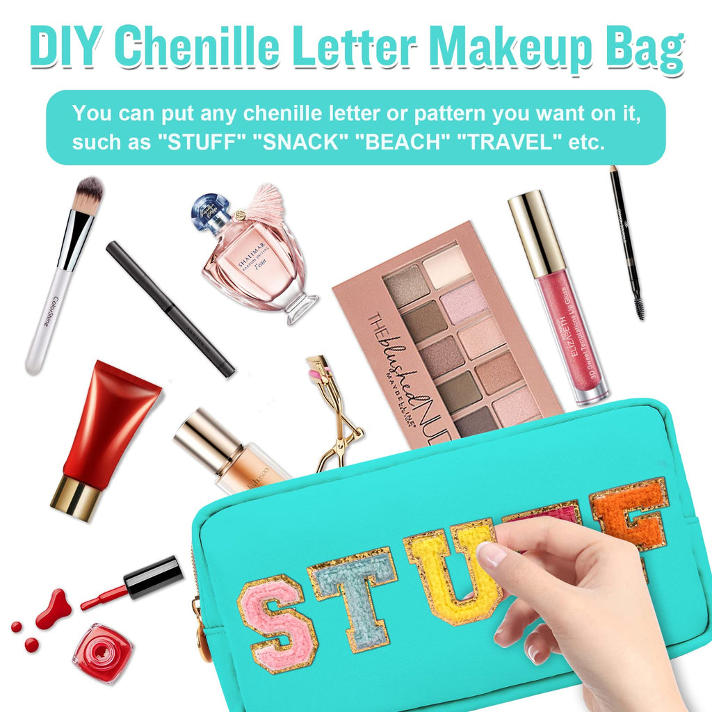 Nylon Small Makeup Bag for Purse, Cute Preppy Makeup Bag Cosmetic Zipper Pouch Purse, Waterproof Portable Travel Toiletry Bag Coin Pouch Clutch Makeup Brush Bag Organizer Storage for Women Girls(Mint)