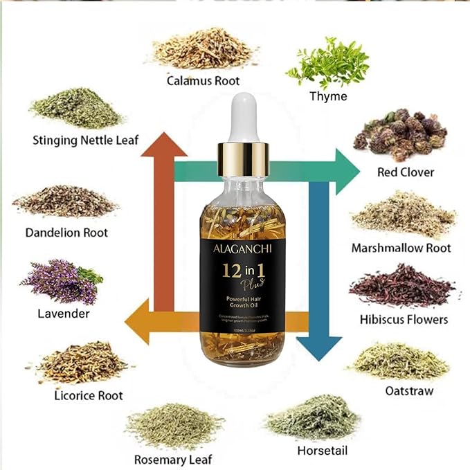 Alaganchi 12-in-1 Hair Growth Oil – Rosemary, Amla & Castor Oil | Strengthens, Nourishes, Reduces Hair Fall | Natural Herbal Blend | Non-Greasy | Paraben & Sulfate-Free