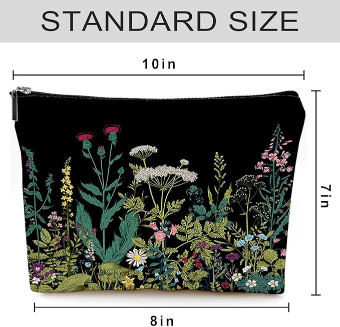 Givotin Small Makeup Bag for Purse Cute Canvas Waterproof Cosmetic Bags for Women Zipper Travel Toiletry Pouch-Wildflowers Makeup Bags