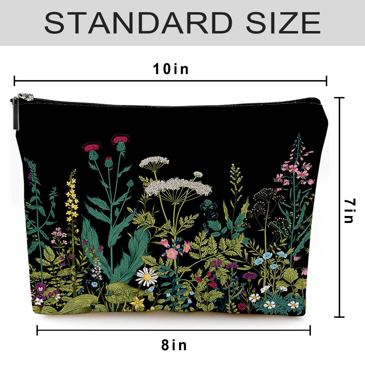 Givotin Small Makeup Bag for Purse Cute Canvas Waterproof Cosmetic Bags for Women Zipper Travel Toiletry Pouch-Wildflowers Makeup Bags