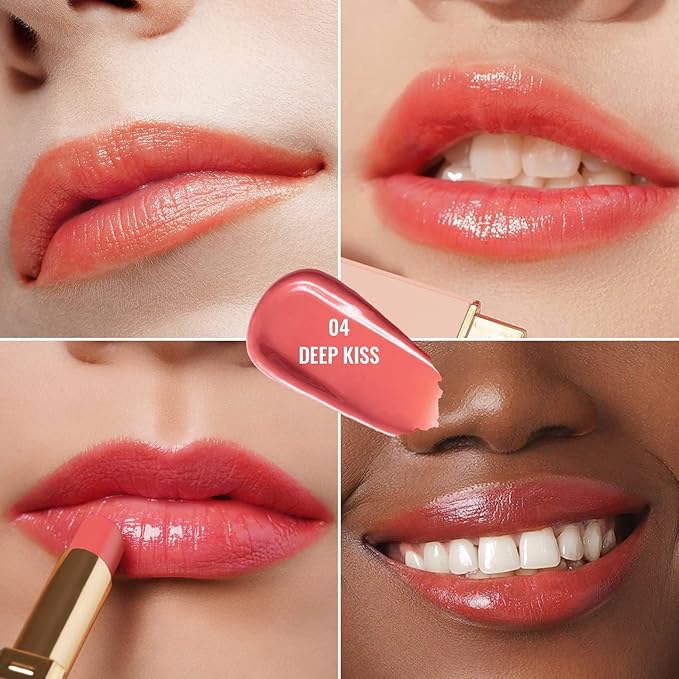 Oulac Coral Peach Red Lipstick for Women, Moisturizing Lipsticks, Glass Shine Tinted Lip Balm, Sheer Shine Juicy Lip Gloss, Lightweight and Hydrating Formula for Dry Lip Care, Vegan Lipstick (04)