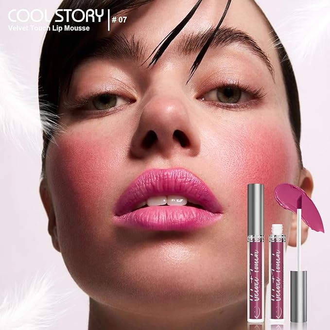 COOL STORY Mauve Purple Velvet Lip Mud Lip Mousse, Waterproof Transfer‑Proof Matte Lipstick, High Pigment Long‑Wearing Lip Color for Daily Makeup,Shade #07 Lavender Dream
