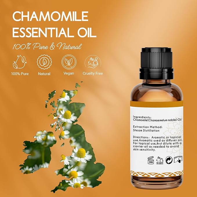 LOTUSJOY Chamomile Essential Oil for Skin Body Hair Diffuser, 1 Oz