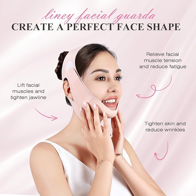 Juskaa Chin Strap for Sleeping,V Line Lifting Mask,Pink,M