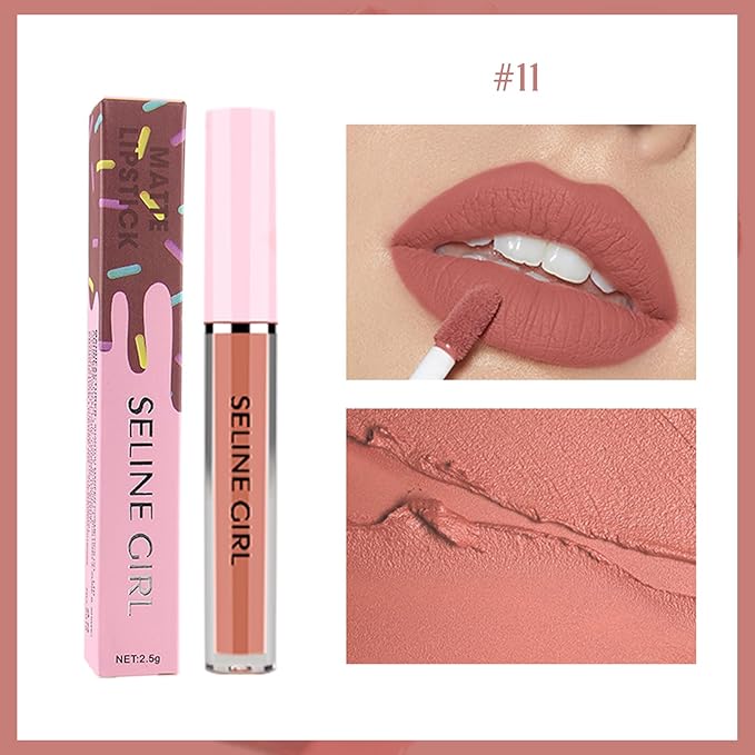 Eshioh Matte Lip Gloss, Lip Gloss Silky Smooth Finish, Lipgloss Makeup Colorful and Creamy Texture, Lipstick for Every Occasion, Lip Oil Moisturizing and Hydrated #11