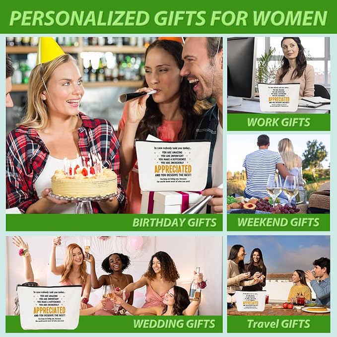 4pcs Inspirational Makeup Bag Employee Thank You Appreciation Gifts Cosmetic Bag Zipper Pouch Encouragement Gifts for Women Coworkers Boss Lady Manager Friend Christmas Birthday Gift