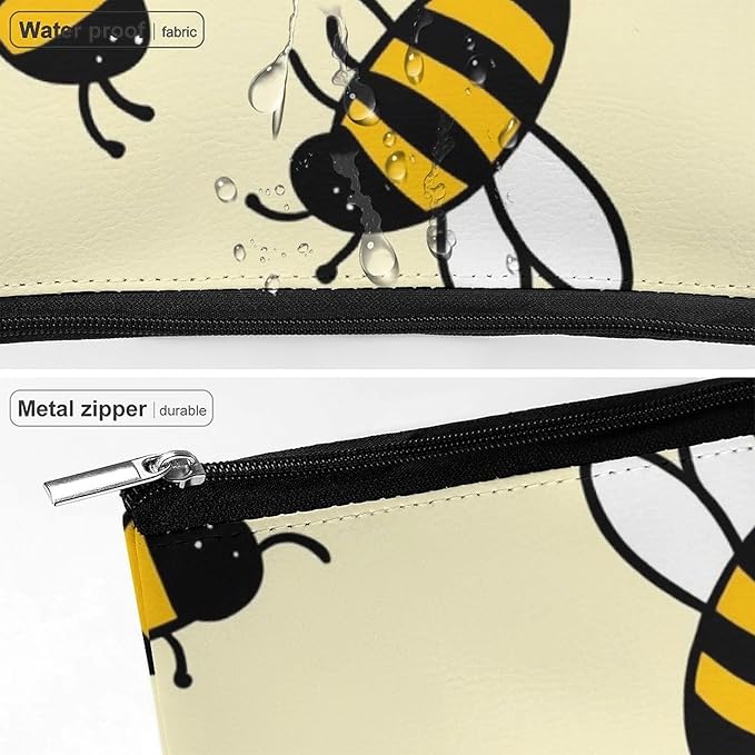 Meaudiwes Personality Fashion Zipper Cosmetic Case, Portable Makeup Case, Toiletry Bag, Cute Bee Pattern Travel Cosmetic Toiletry Bag