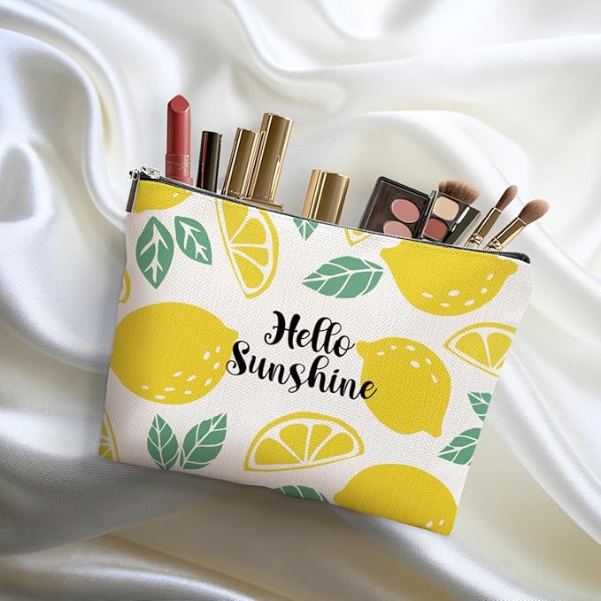 Lemon Makeup Bag Inspirational Cosmetic Bag Sunshine Gifts for Women Girls